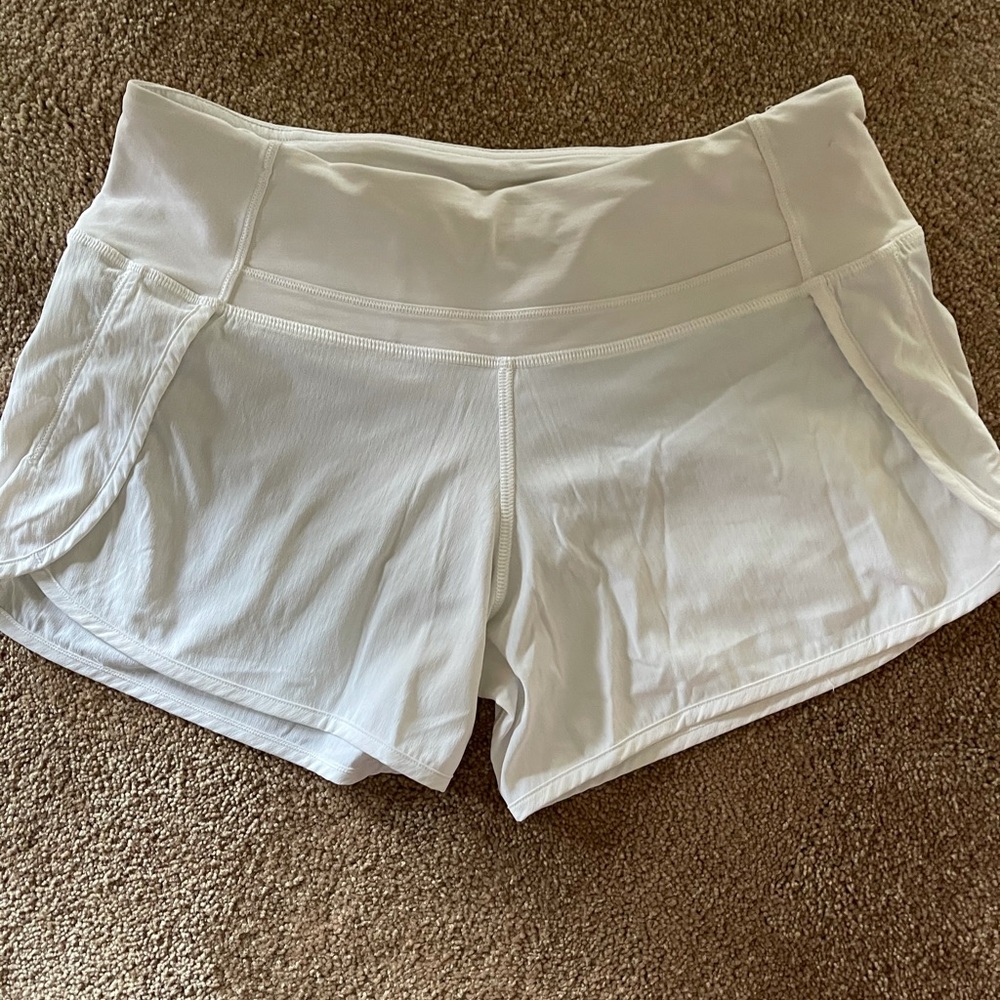Lululemon white running shorts